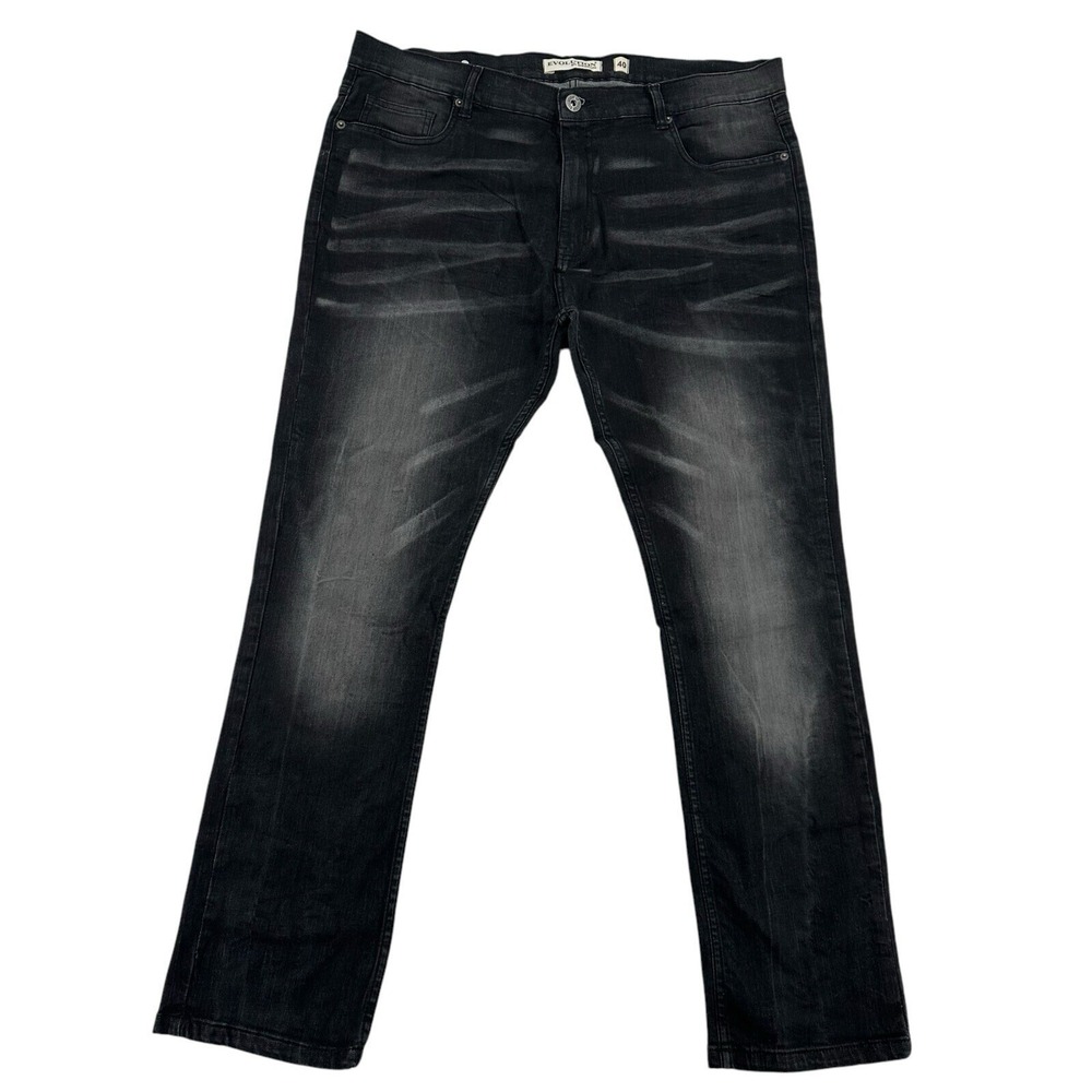 Evolution In Design Men  Jeans 40x32 Faded Black Whiskered Stretch Straight Leg